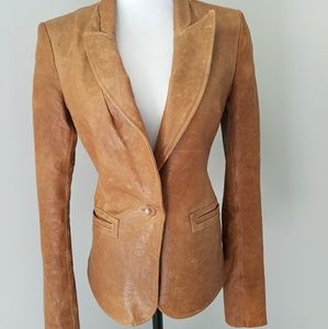 Rachel Zoe Leather Blazer Jacket size 4 Brown